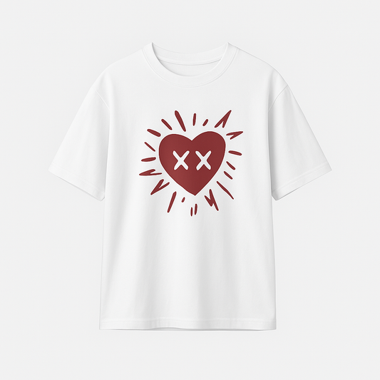 White Heart Oversized Tee