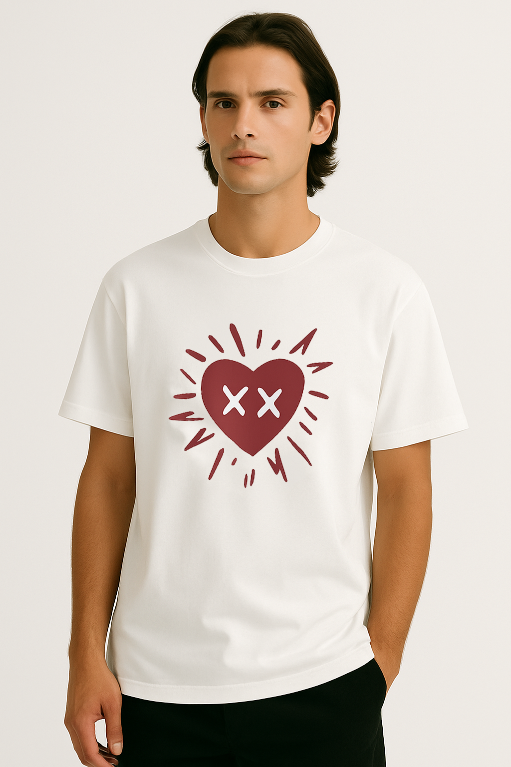 White Heart Oversized Tee