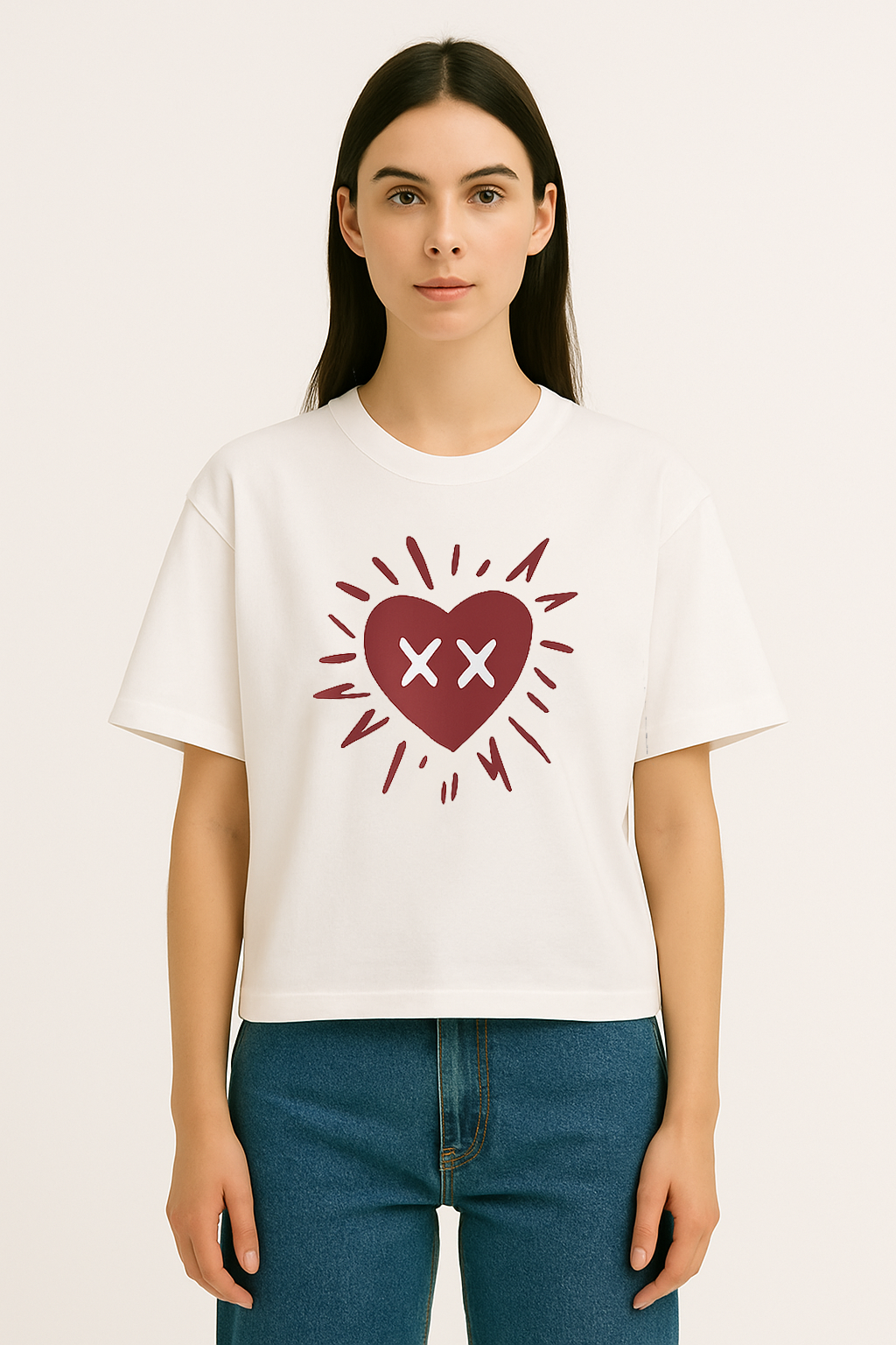 White Heart Oversized Tee